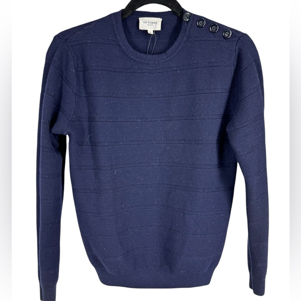 Octobre Merino Wool sweater with shoulder set buttons.  Small
